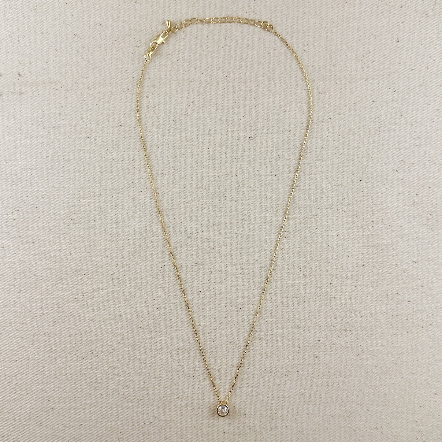 18k Gold Filled Solitaire CZ Necklace