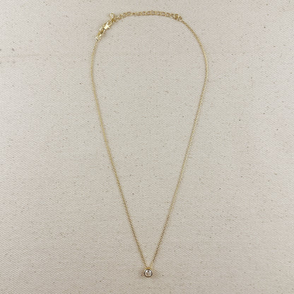 18k Gold Filled Solitaire CZ Necklace