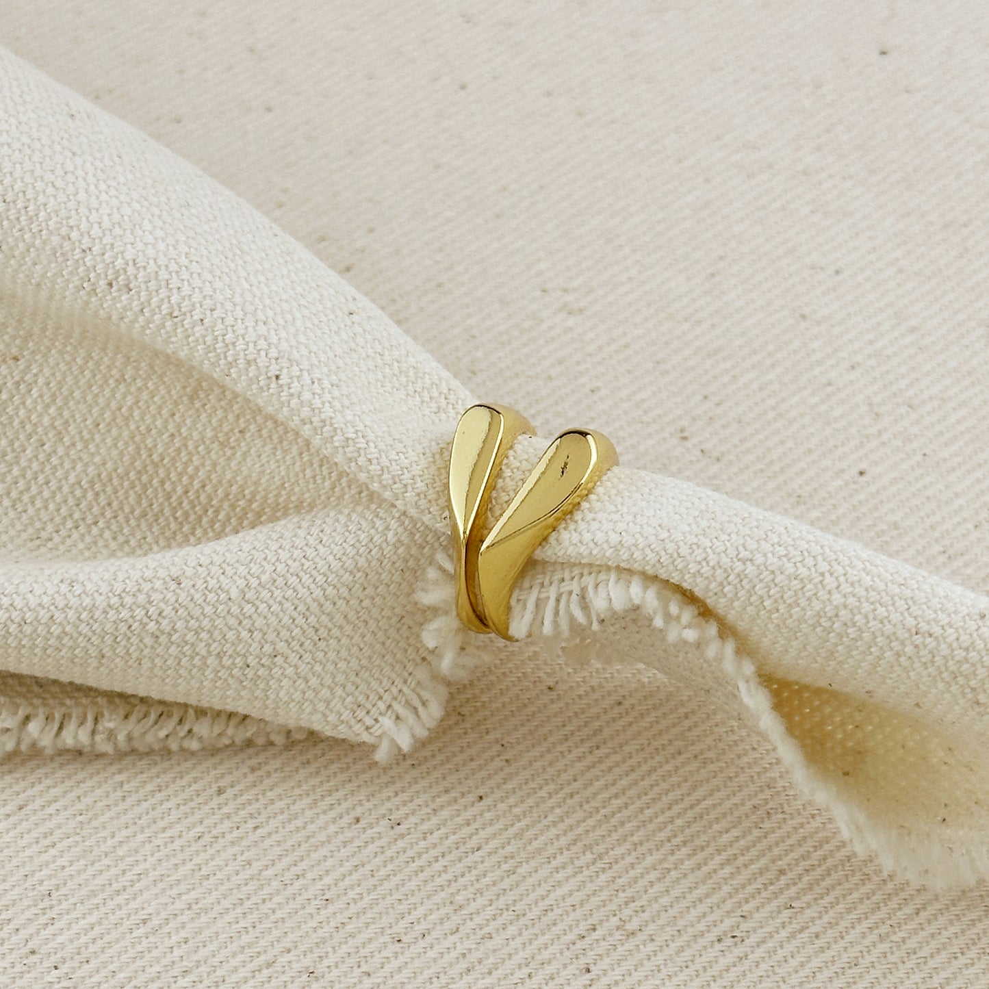 18k Gold Filled Polished Heart Double Ring