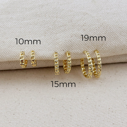 18k Gold Filled 2mm Cuban Chain Clicker Hoop Earrings