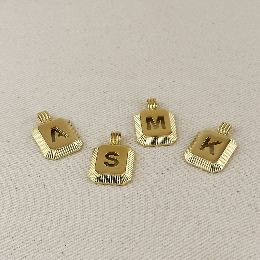 18K Gold Filled Cut Out Initial Letter Pendant