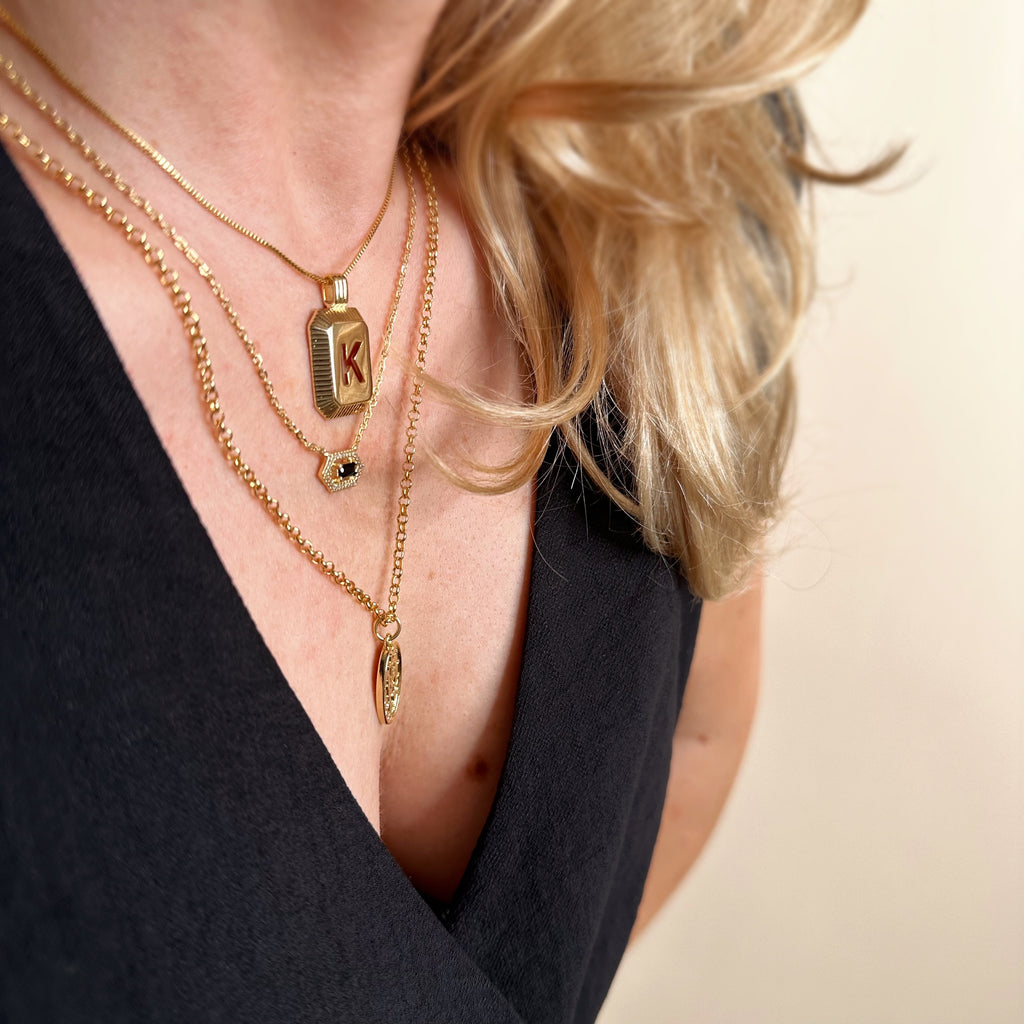 18K Gold Filled Cut Out Initial Letter Pendant