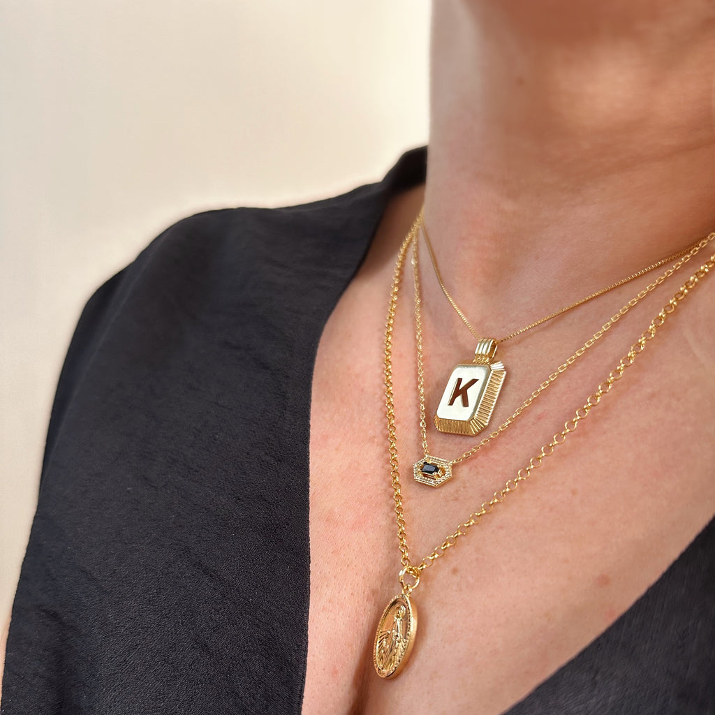 18K Gold Filled Cut Out Initial Letter Pendant