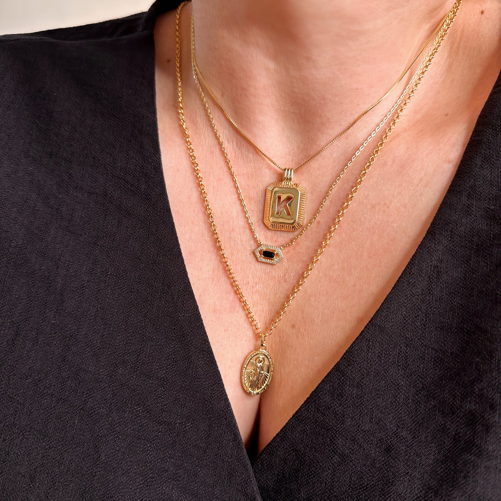 18K Gold Filled Cut Out Initial Letter Pendant