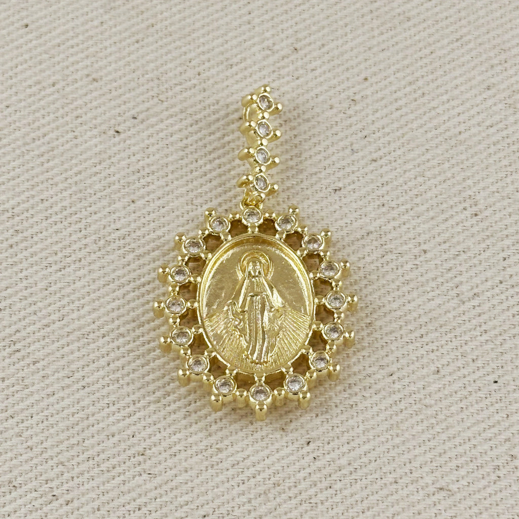 18k Gold Filled Double Sided Lady Mother of Grace Pendant