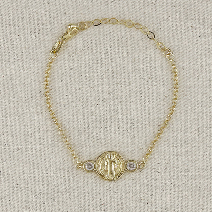 18k Gold Filled Saint Benedict Medal Bracelet