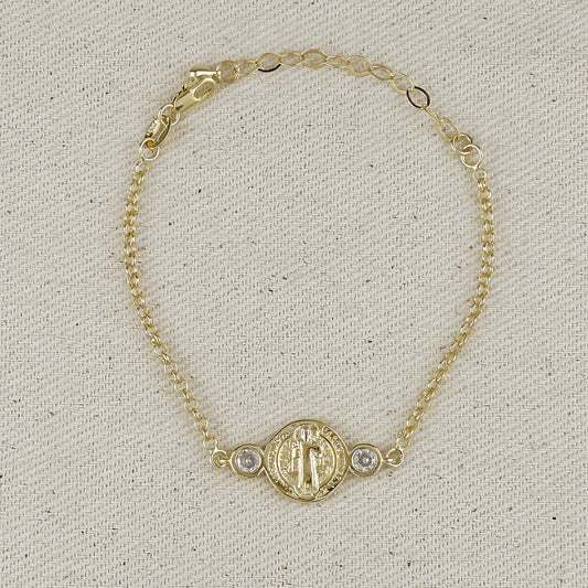 18k Gold Filled Saint Benedict Medal Bracelet