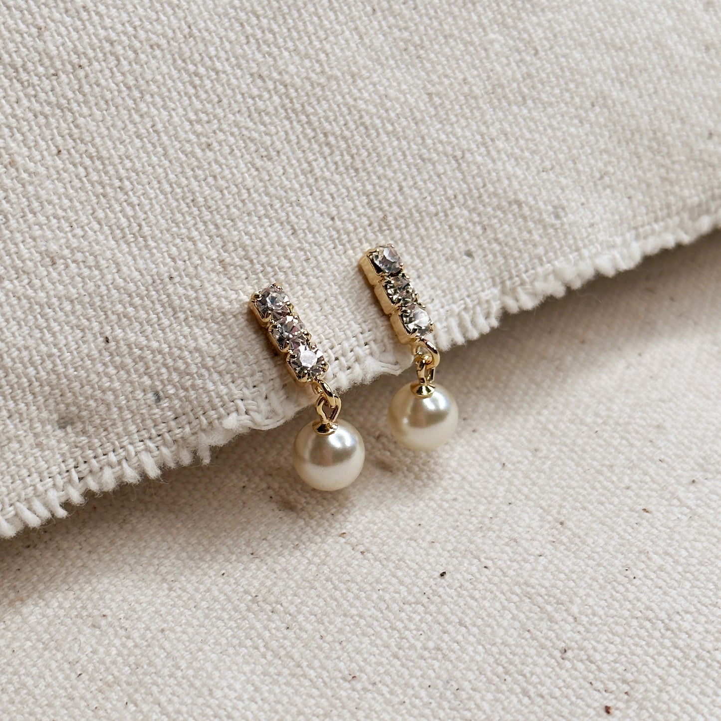 18k Gold Filled Drop Pearl Earrings