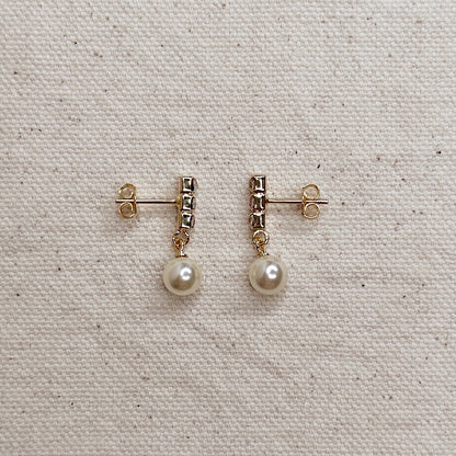 18k Gold Filled Drop Pearl Earrings