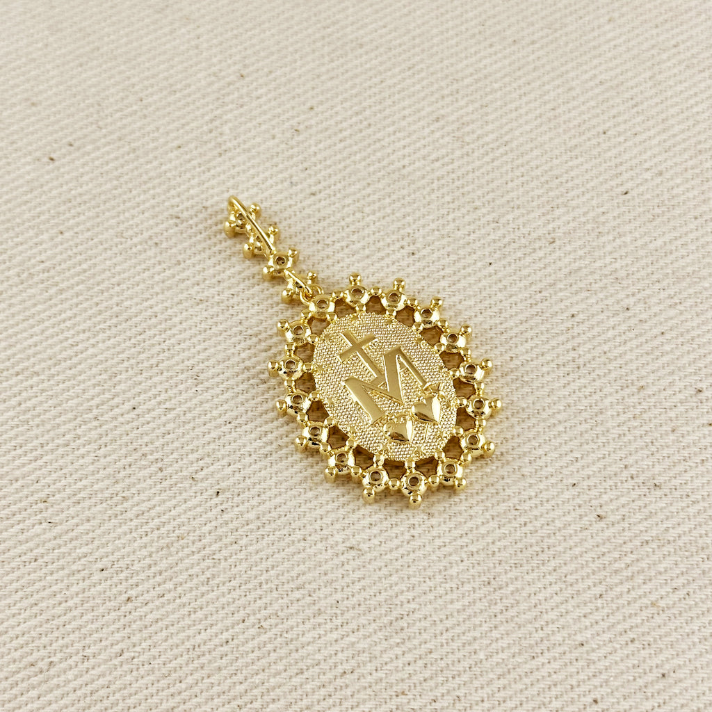 18k Gold Filled Double Sided Lady Mother of Grace Pendant