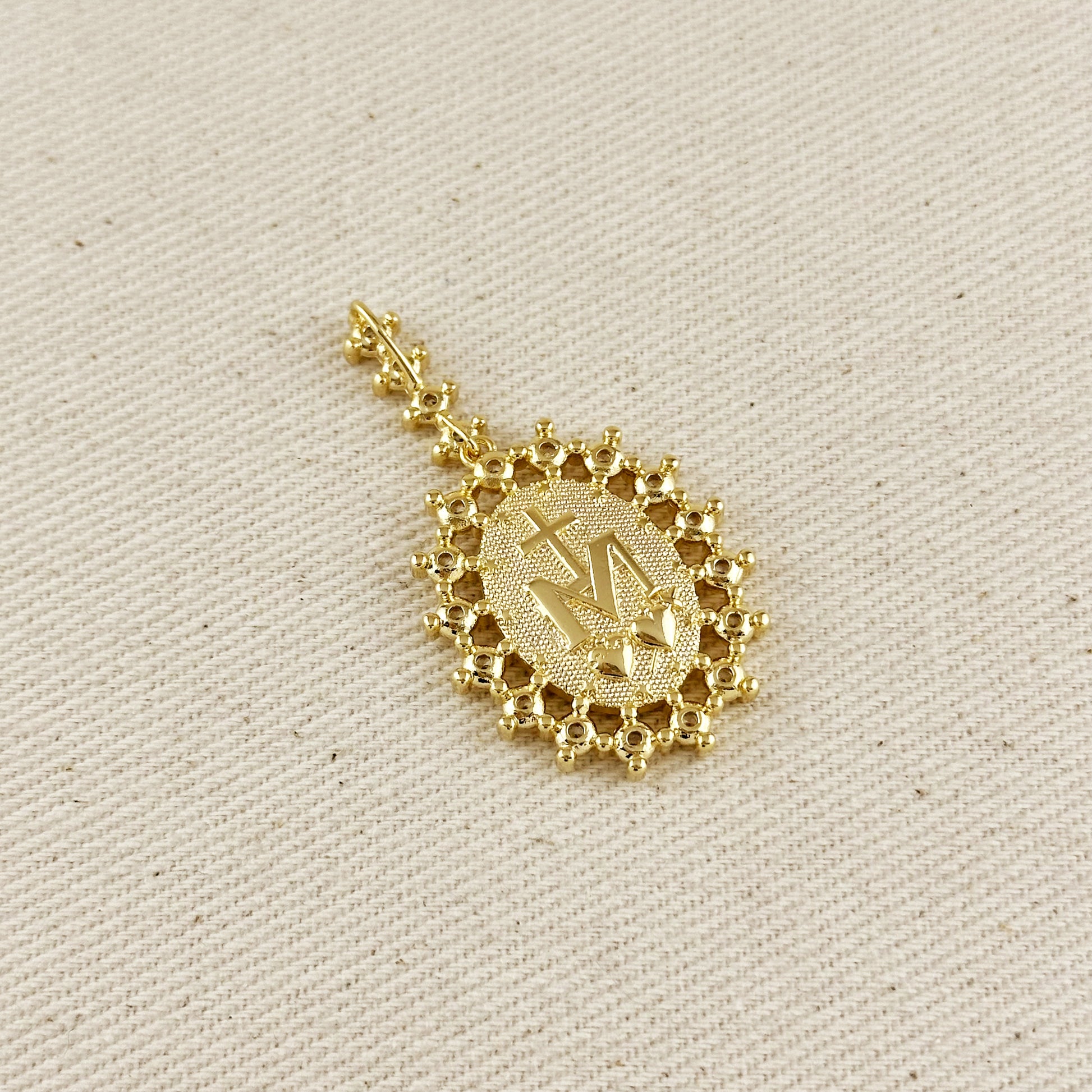 18k Gold Filled Double Sided Lady Mother of Grace Pendant