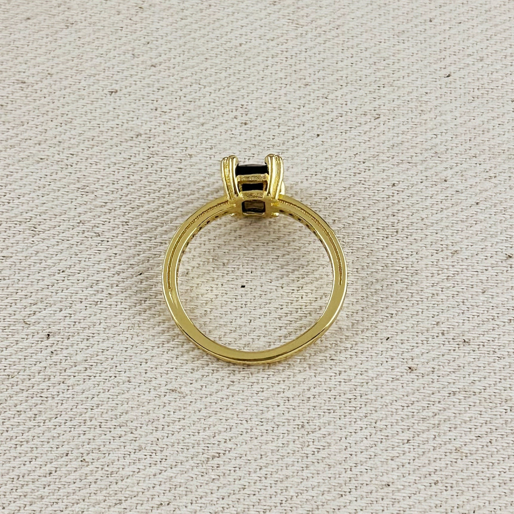 18k Gold Filled Black Solitaire Ring