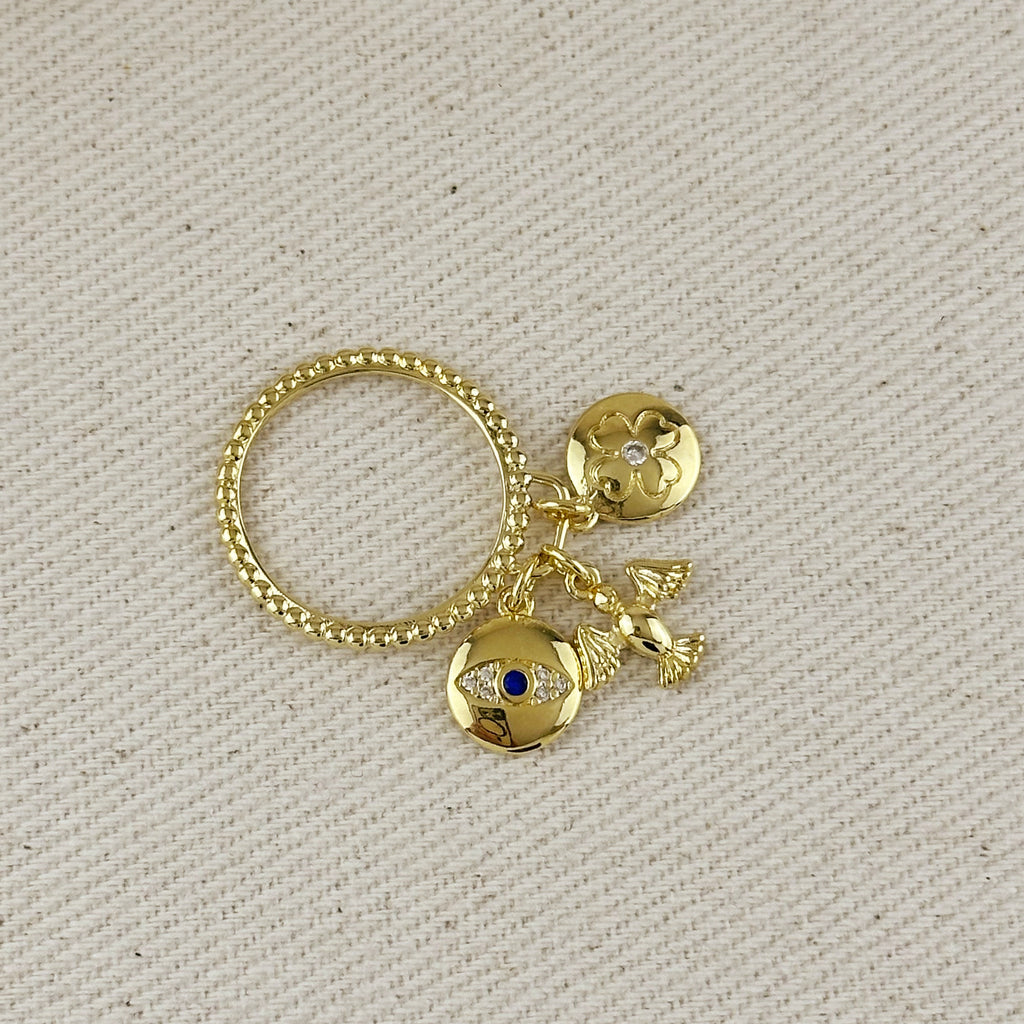 18k Gold Filled Protection Charms Ring