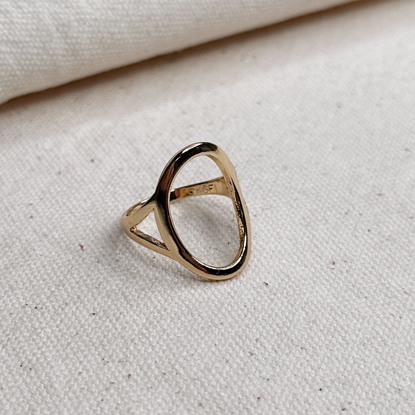 18k Gold Filled Oval Geometric Ring