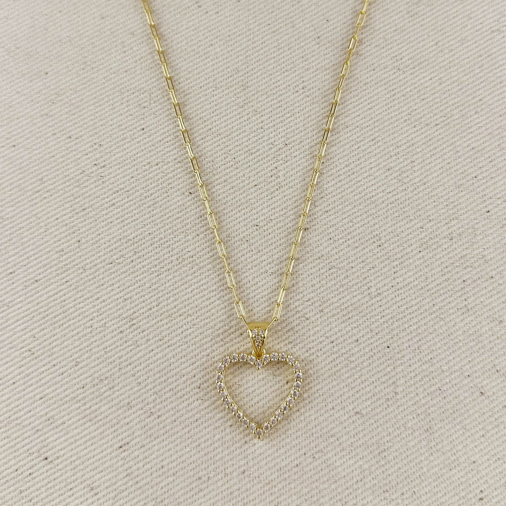 18k Gold filled Stoned Heart Necklace