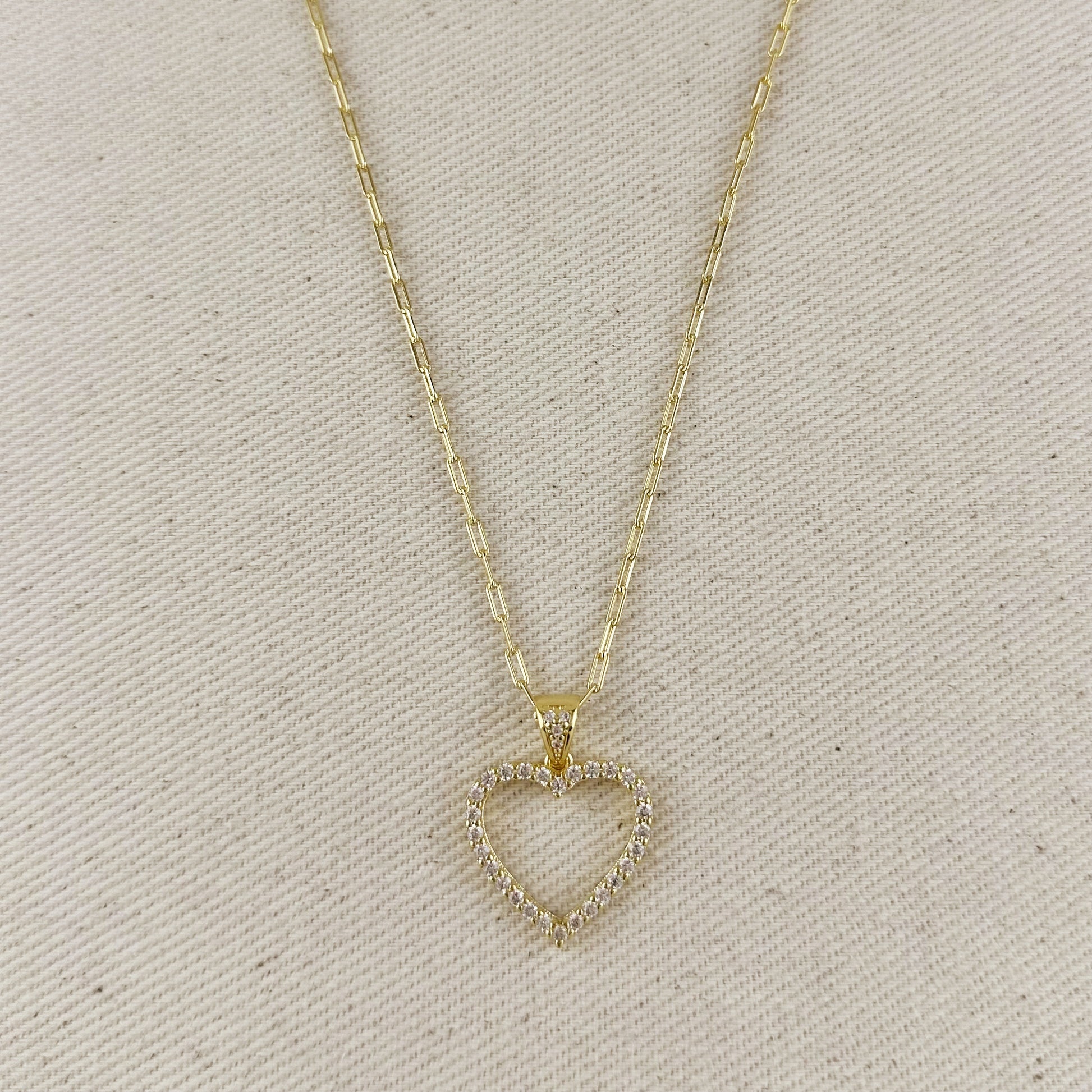 18k Gold filled Stoned Heart Necklace