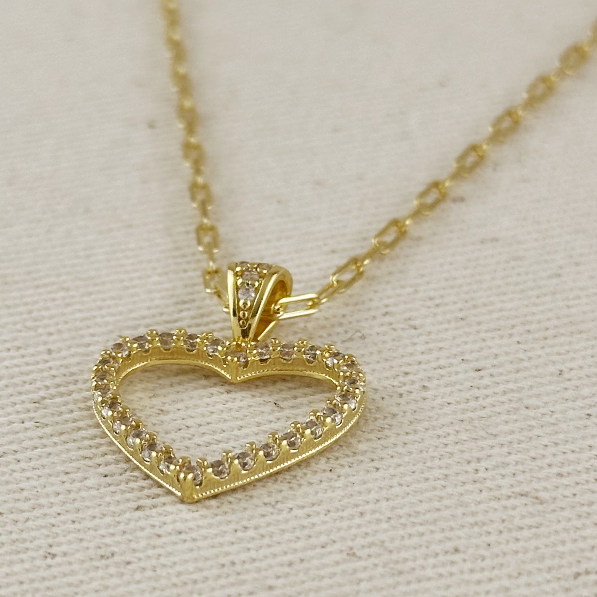 18k Gold filled Stoned Heart Necklace
