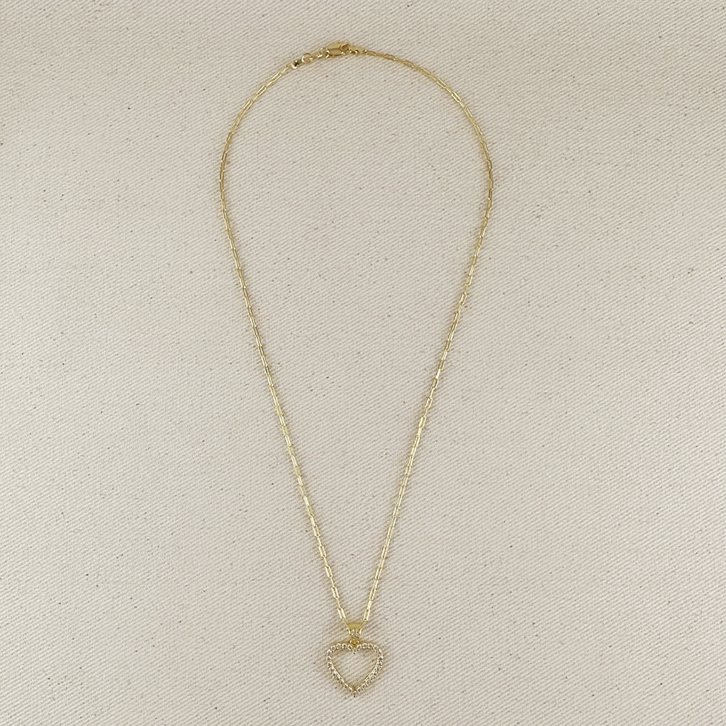 18k Gold filled Stoned Heart Necklace