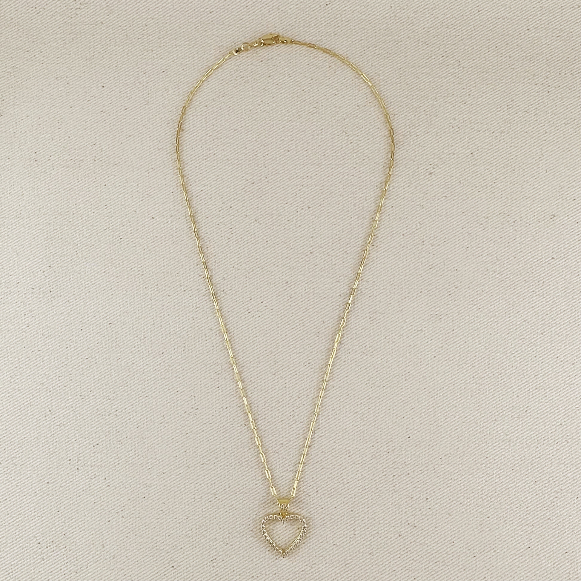 18k Gold filled Stoned Heart Necklace