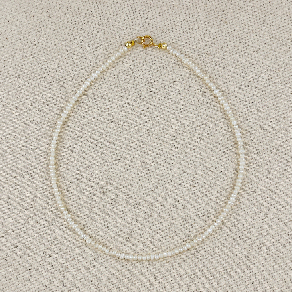 9k Gold Micro Fresh Water Pearls Anklet