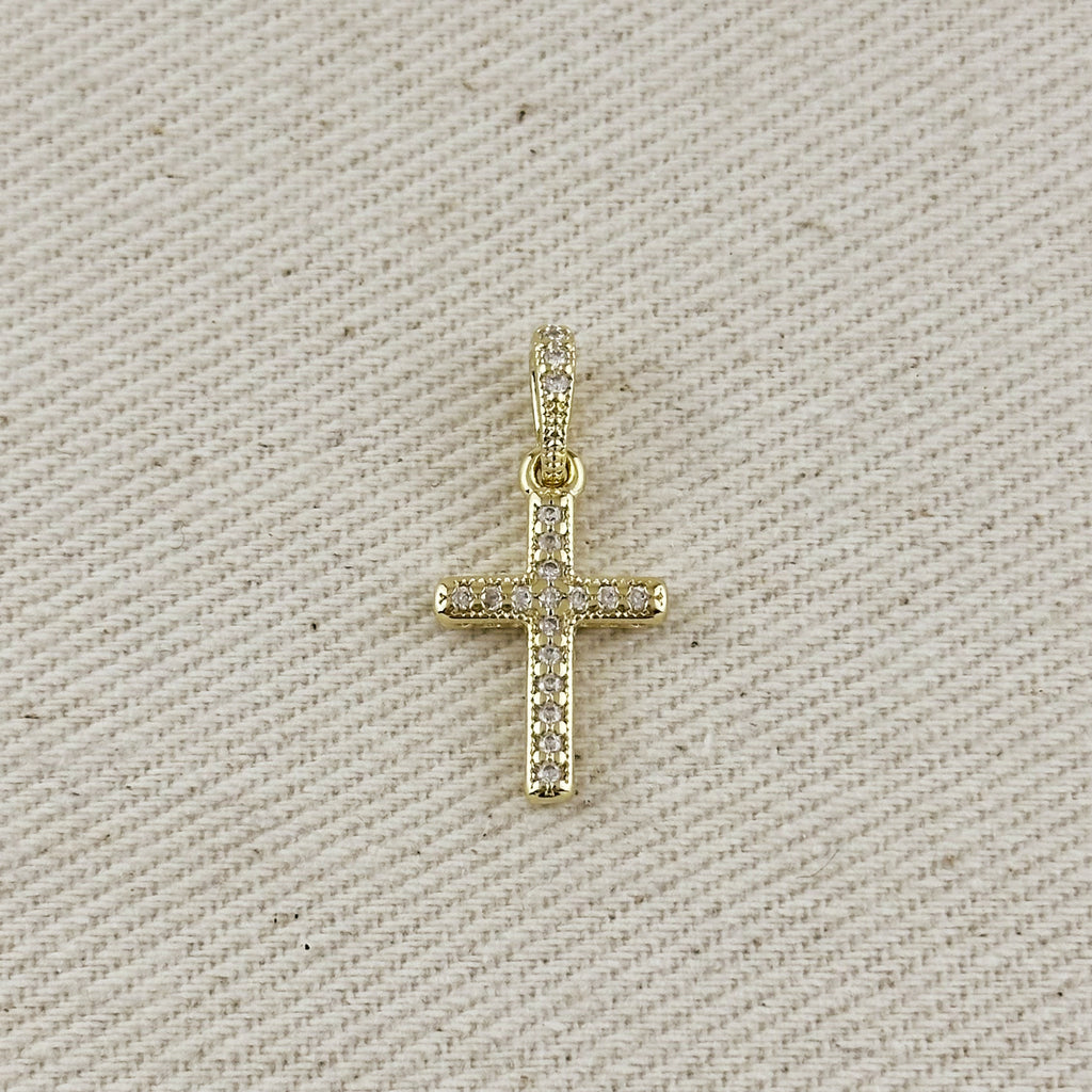 18k Gold Filled CZ Cross Charm