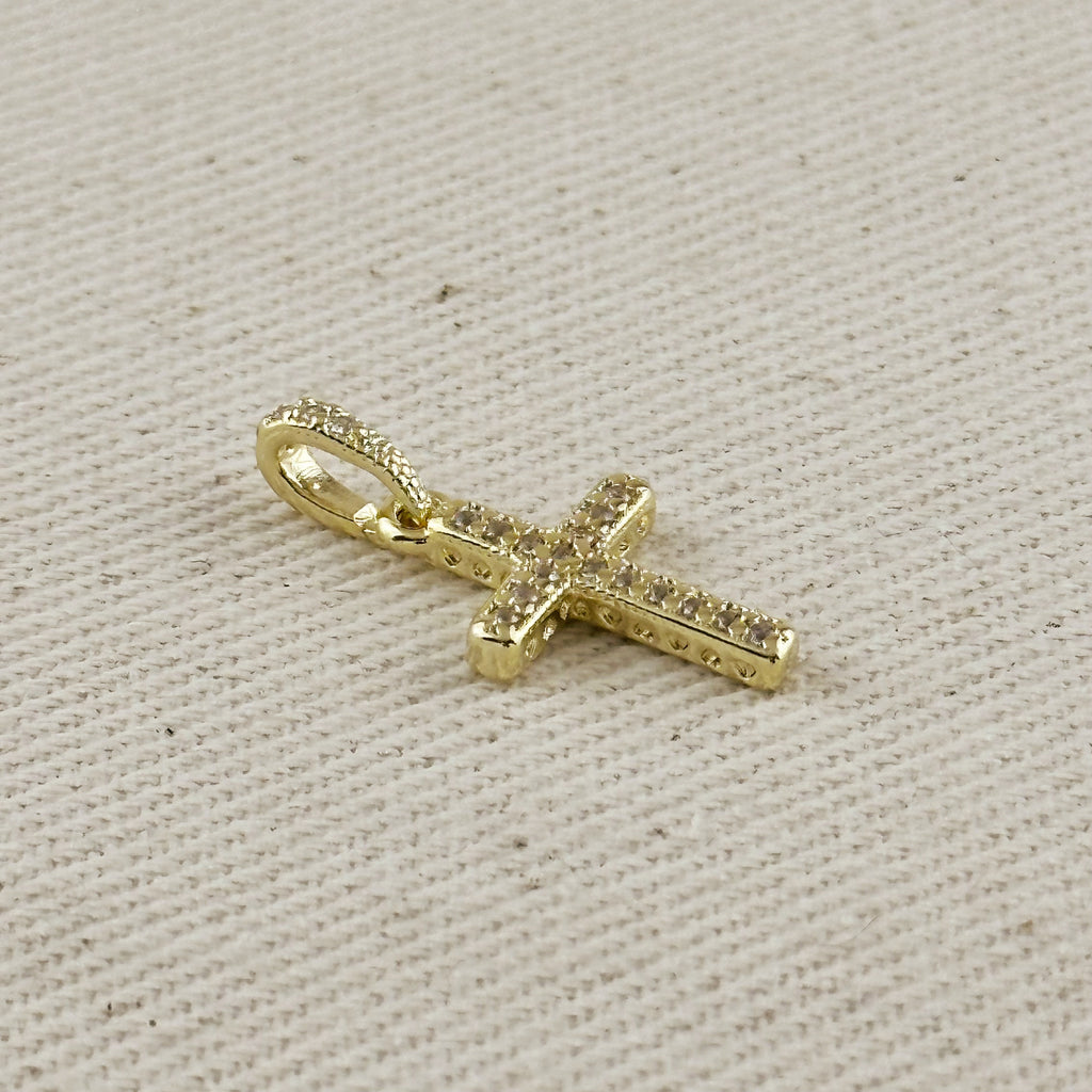 18k Gold Filled CZ Cross Charm