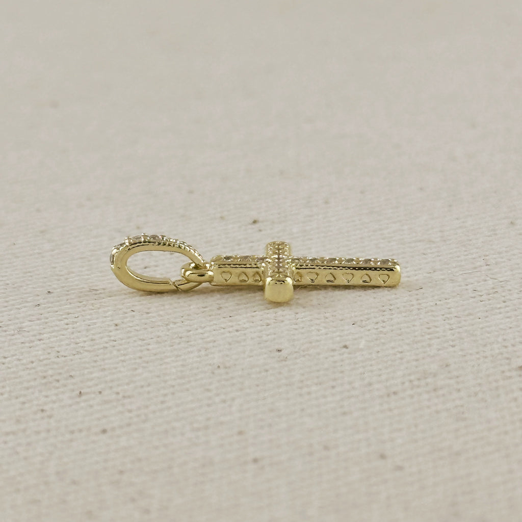 18k Gold Filled CZ Cross Charm