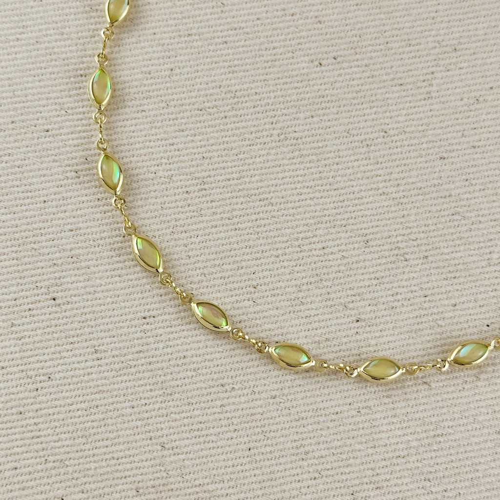 18k Gold Filled Ellipse Opal Choker Necklace