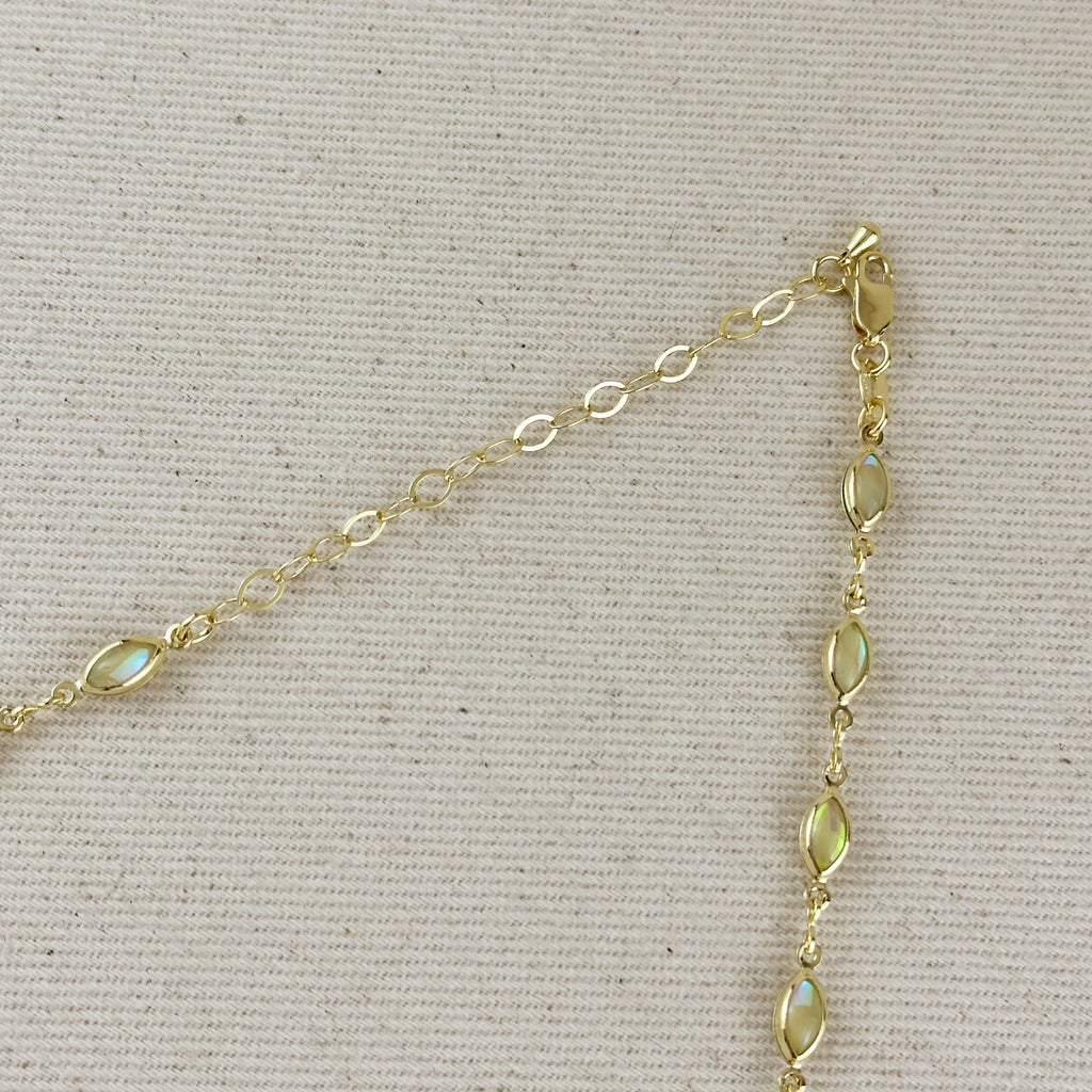 18k Gold Filled Ellipse Opal Choker Necklace