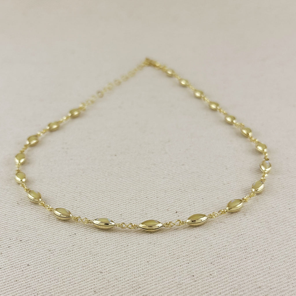 18k Gold Filled Ellipse Opal Choker Necklace