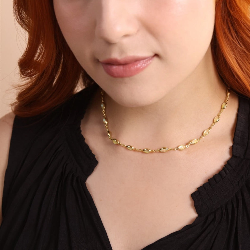 18k Gold Filled Ellipse Opal Choker Necklace