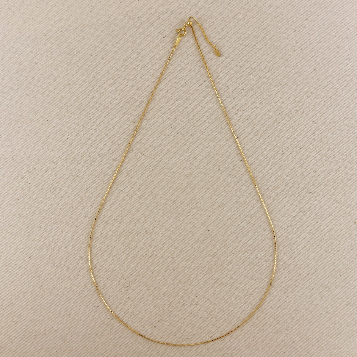 18k Solid Gold 0.8mm Slide Box Chain