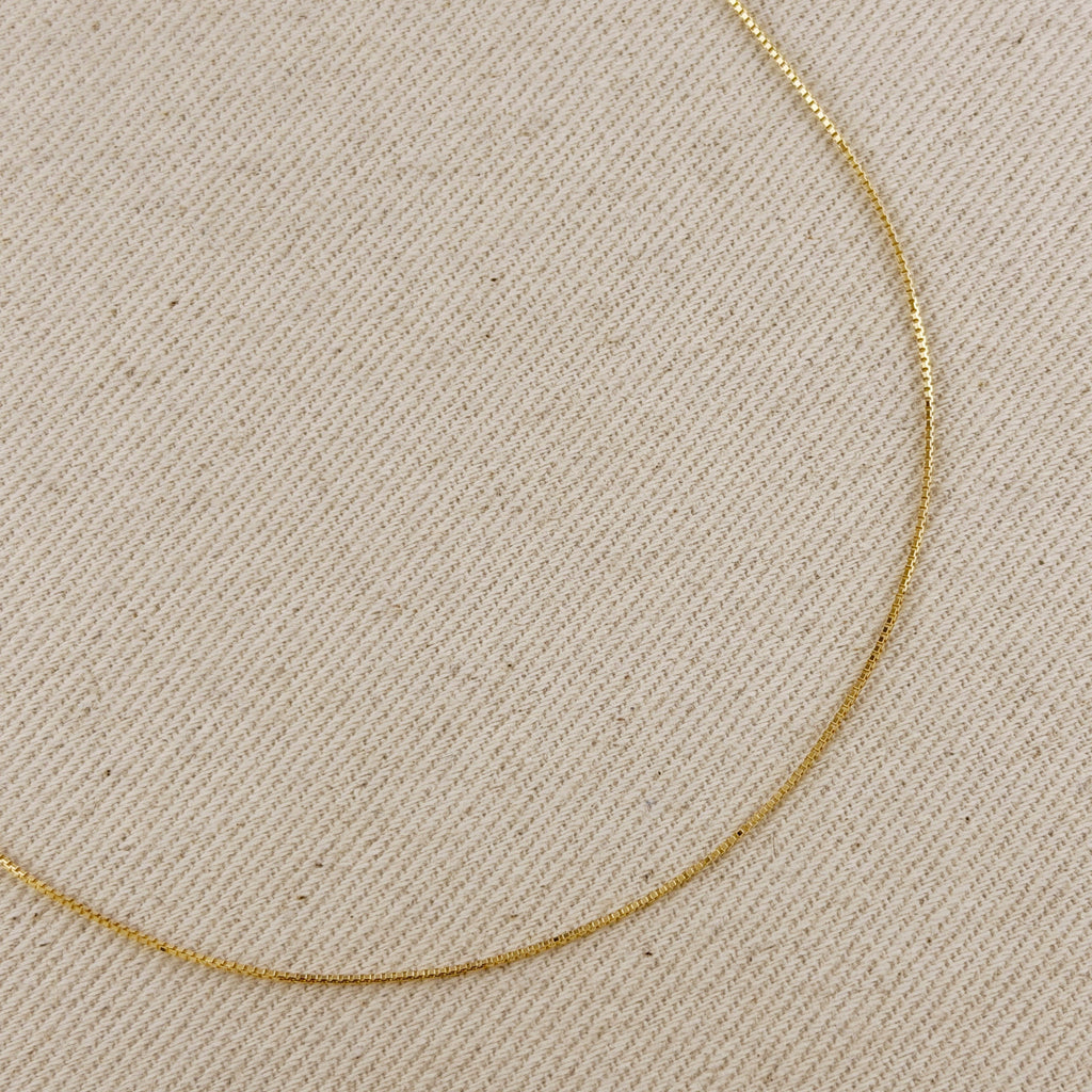 18k Solid Gold 0.8mm Slide Box Chain