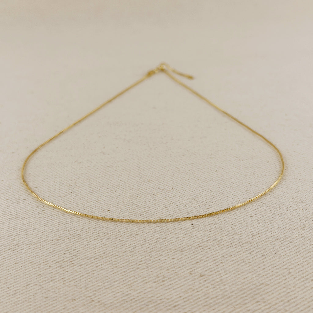 18k Solid Gold 0.8mm Slide Box Chain