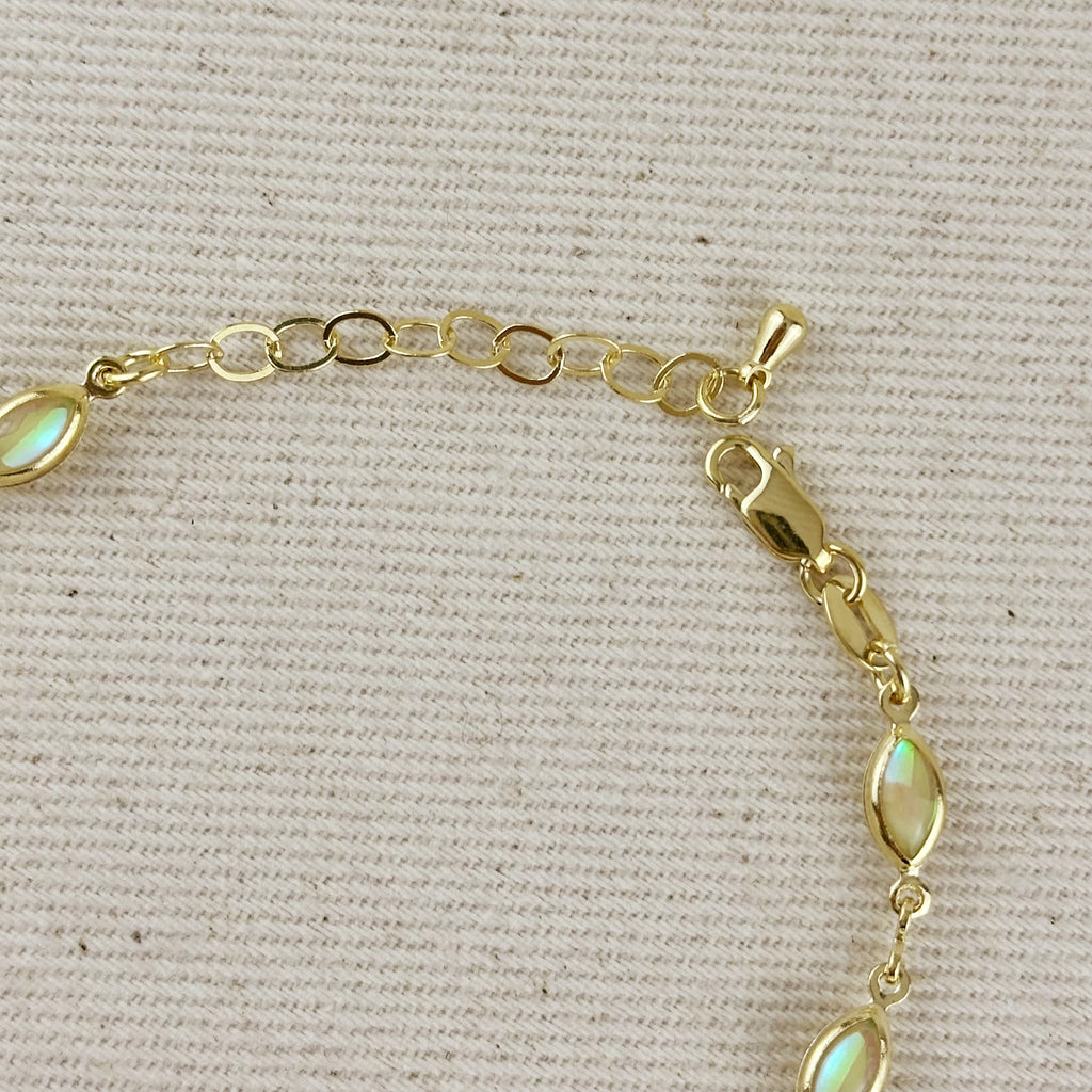 18k Gold Filled Ellipse Opal Bracelet
