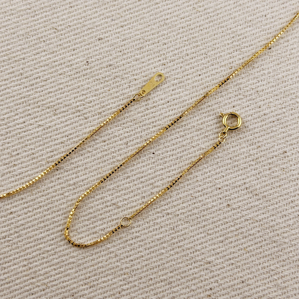 18k Solid Gold 0.8mm Box Chain