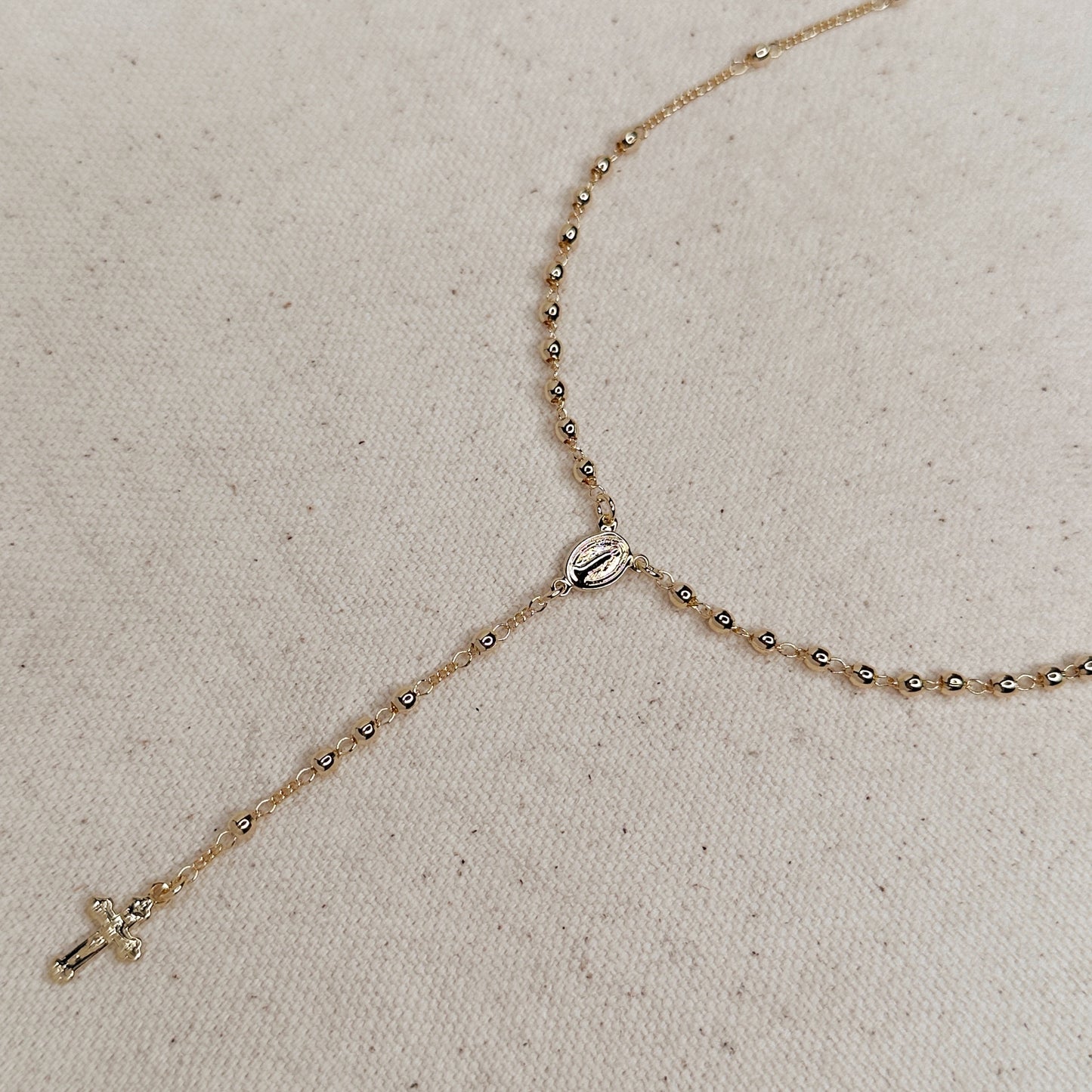 18k Gold Filled Traditional Rosary Necklace