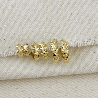 18k Gold Filled Stars Clicker Hoop Earrings