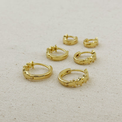 18k Gold Filled Stars Clicker Hoop Earrings