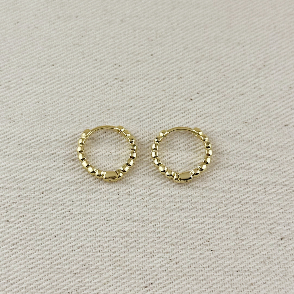 18k Gold Filled Beaded Clicker Hoop Earrings