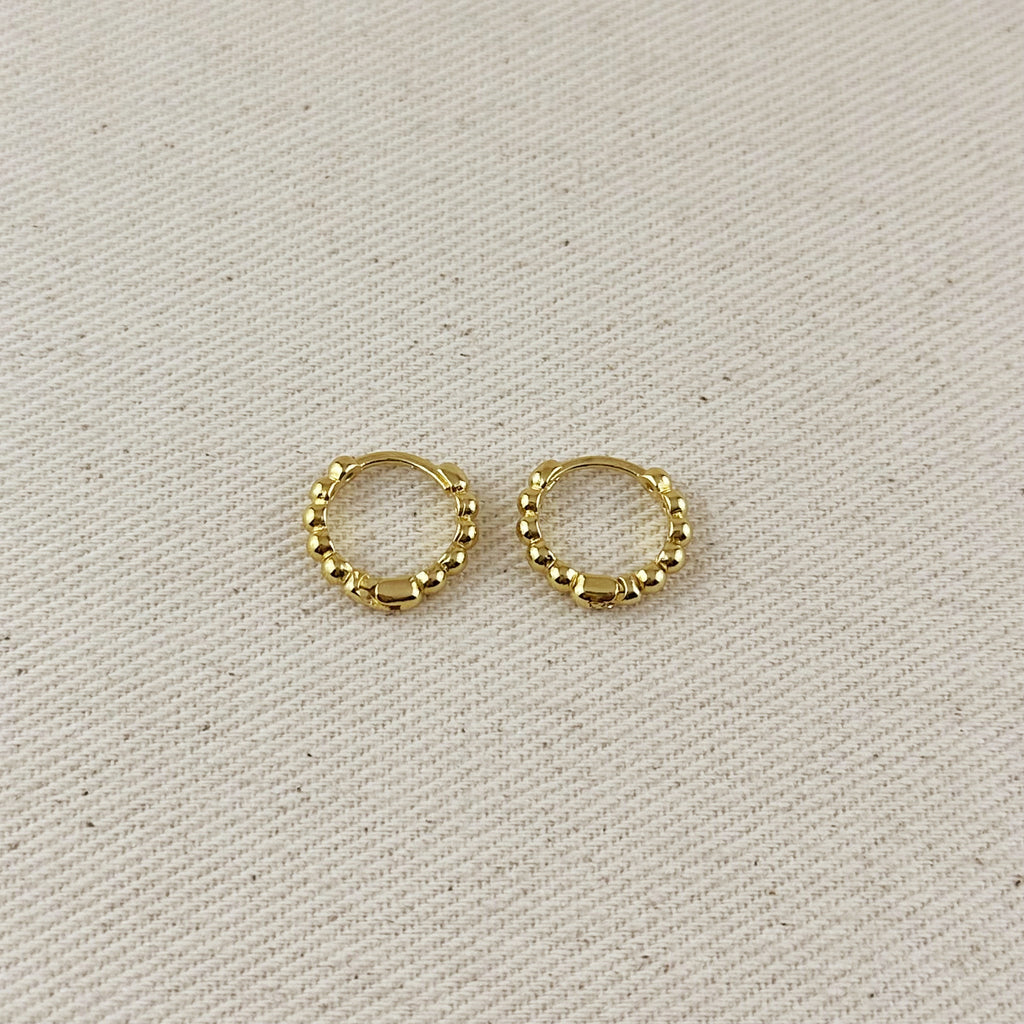 18k Gold Filled Beaded Clicker Hoop Earrings