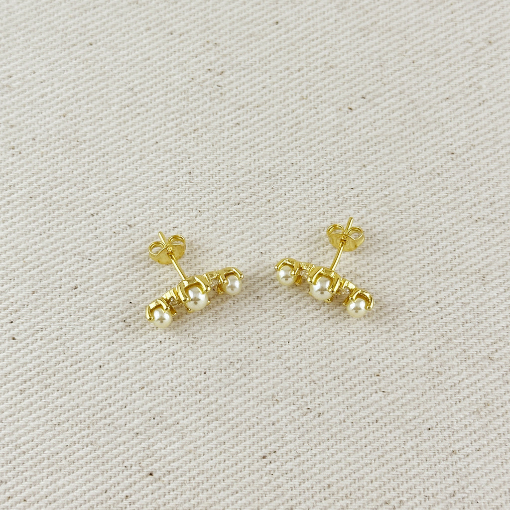 18k Gold Filled Pearl & Crystal Earrings