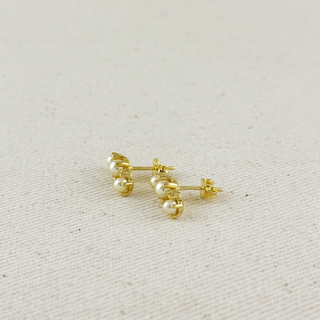 18k Gold Filled Pearl & Crystal Earrings