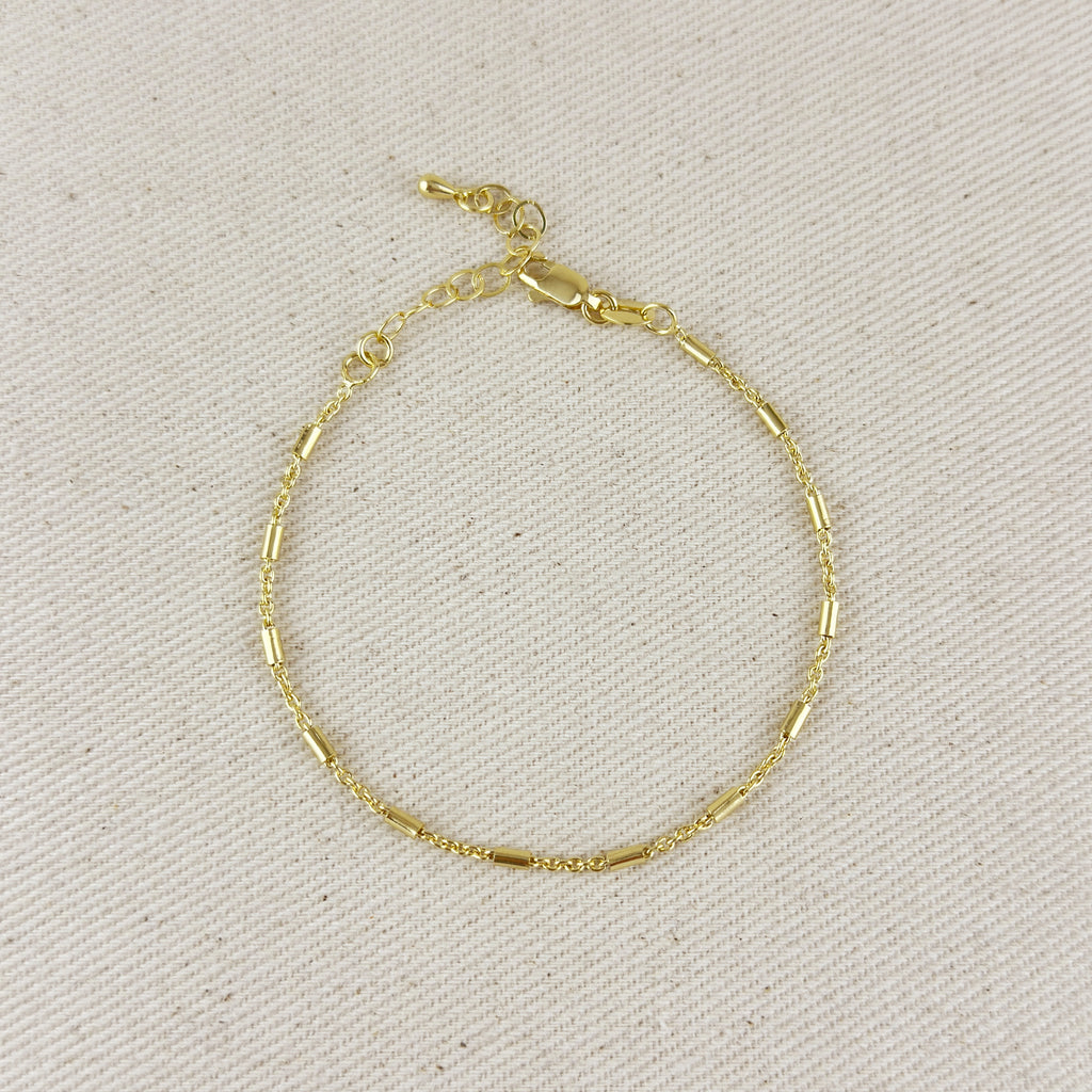 18k Gold Filled Mini Tube Chain Bracelet