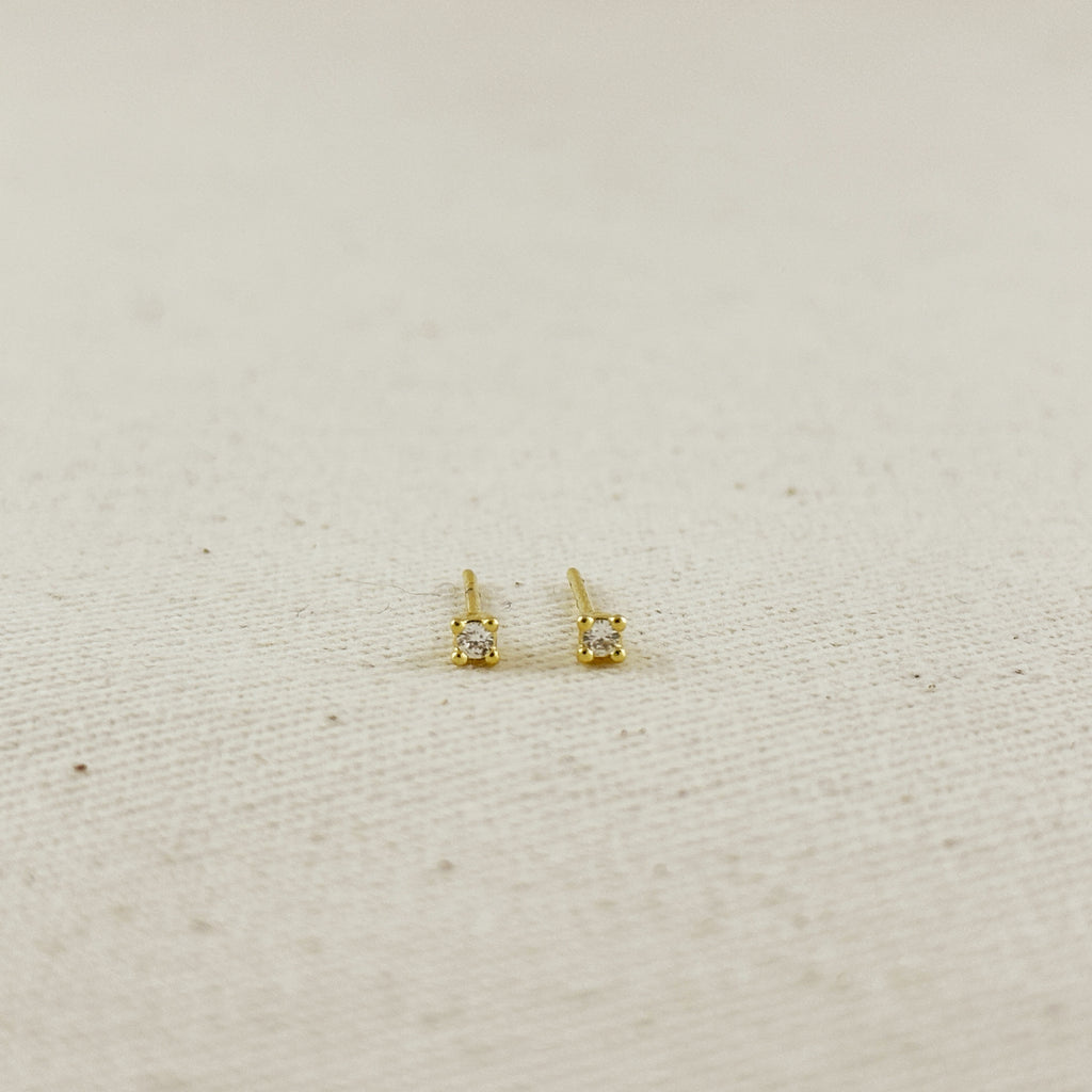 18k Gold Filled 2.0mm CZ Stud Earrings