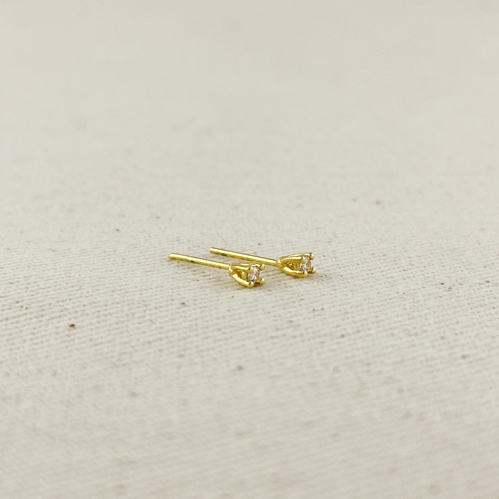 18k Gold Filled 2.0mm CZ Stud Earrings