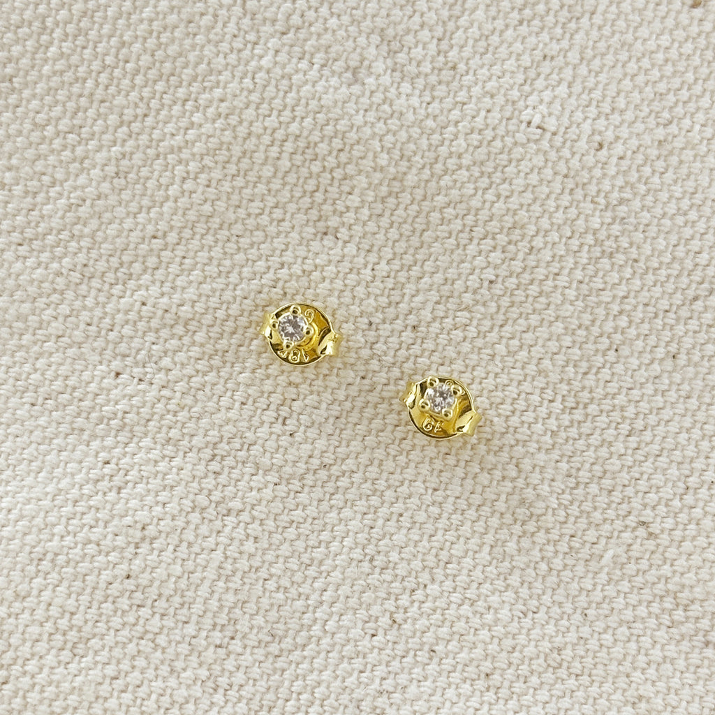 18k Gold Filled 2.0mm CZ Stud Earrings