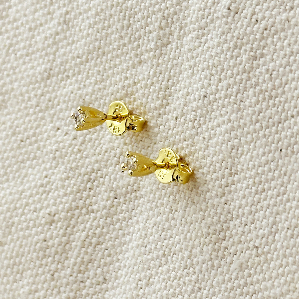 18k Gold Filled 2.0mm CZ Stud Earrings