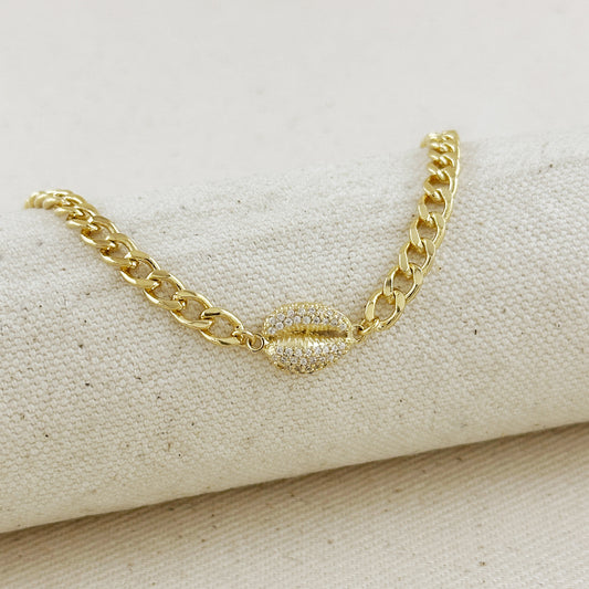 18k Gold Filled Cowrie CZ Choker