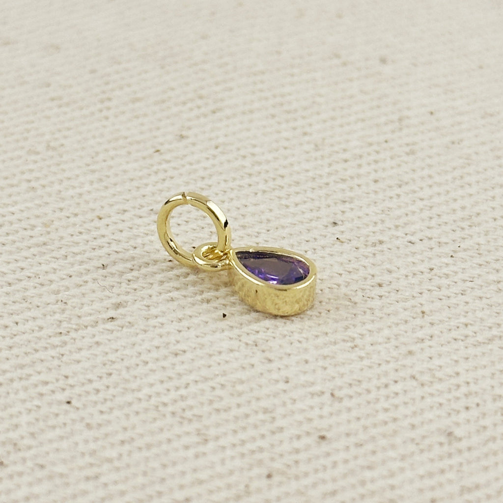 18k Gold Filled Birthstone Bezel Drop Charm